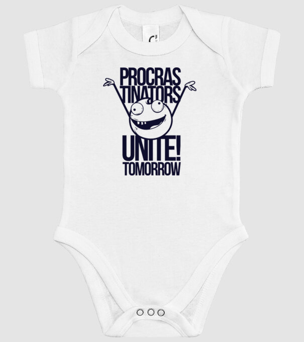 Procastrinators Unite model alb pe tricou