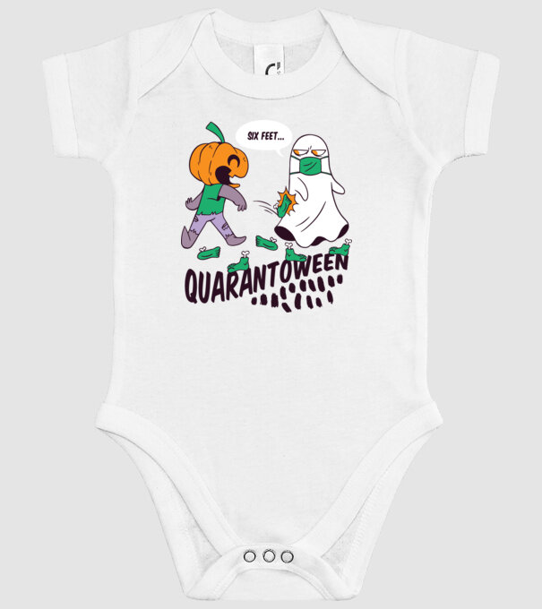 Quarantoween model alb pe tricou