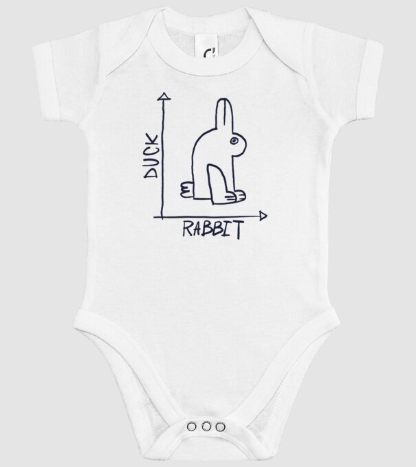 Rabbit vs Duck - Iepure sau Rață model alb pe tricou