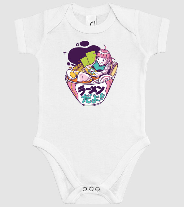 Ramen Anime Gamer fată model alb pe tricou