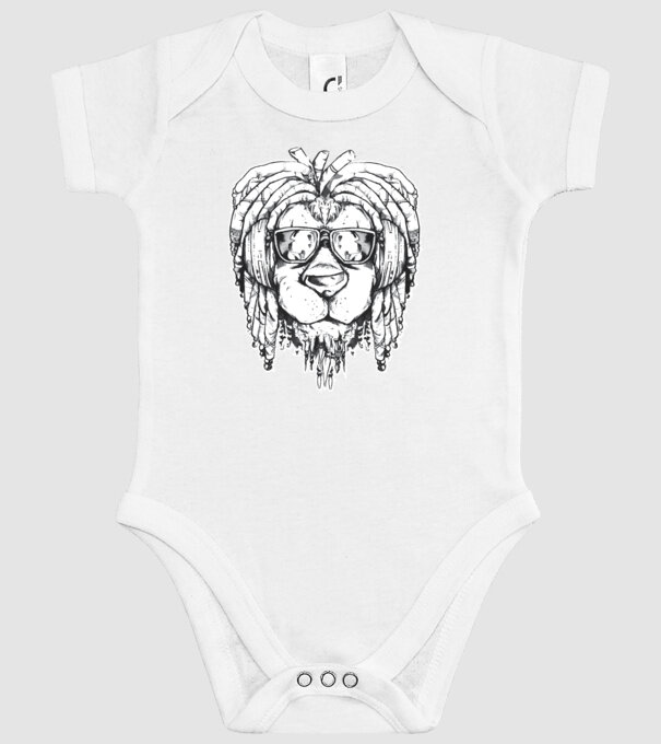 Leu Dreadlock model alb pe tricou