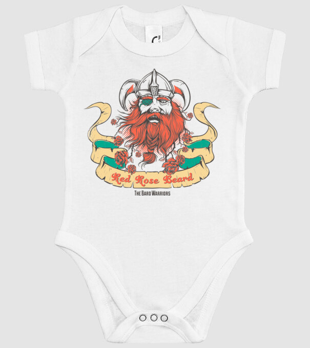 Red Rose Beards - Războinic Barbă model alb pe tricou