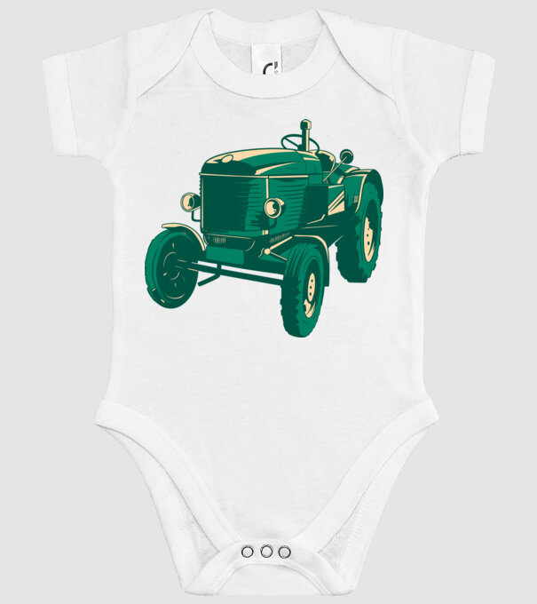 Tractor vechi model alb pe tricou