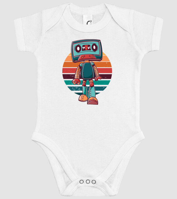 Robot Casetă retro model alb pe tricou