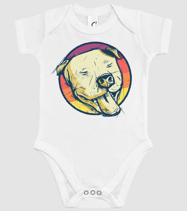 Cap Pitbull retro model alb pe tricou