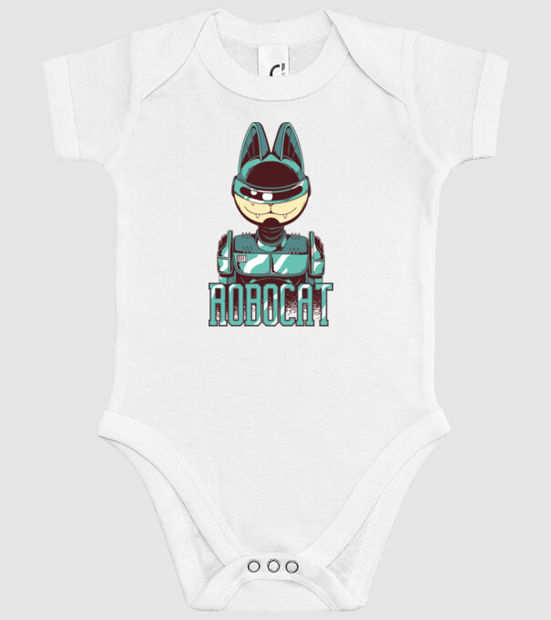 Robocat - Pisică Robot model alb pe tricou