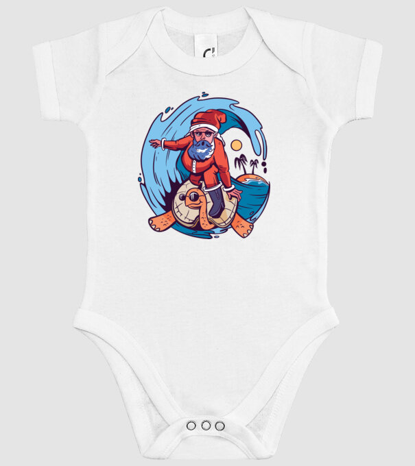 Santa Surf model alb pe tricou