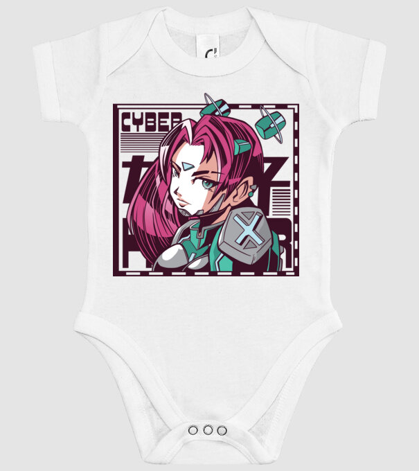 Anime fată Sci-fi model alb pe tricou