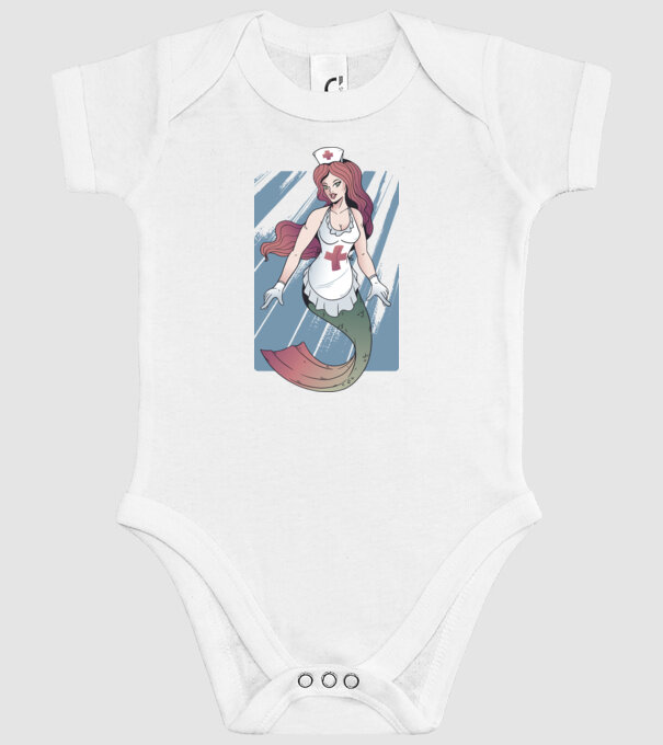 Infirmieră sirenă model alb pe tricou