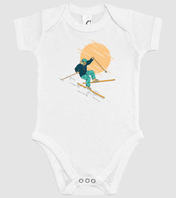 Căzătură schior model alb pe tricou