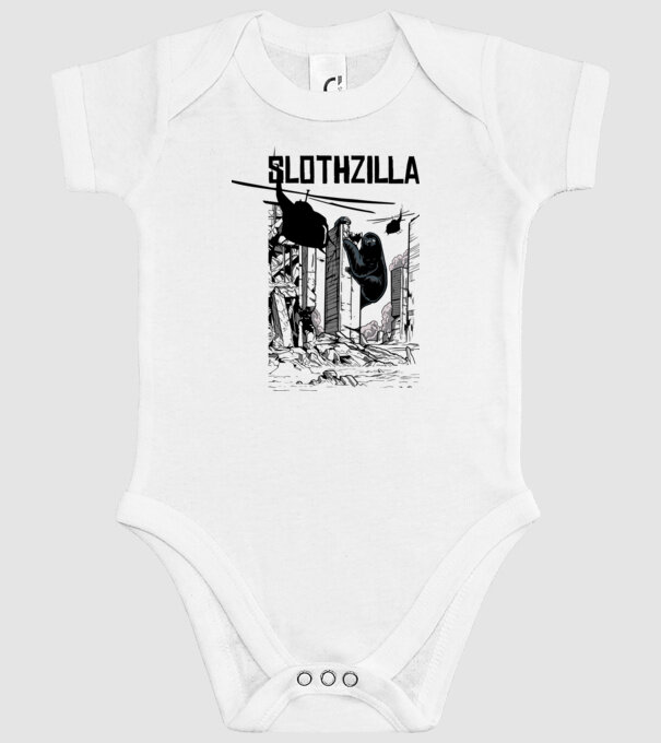 Slothzilla la atac amuzant tricou leneș amuzant model alb pe tricou