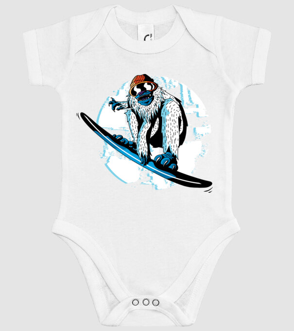 Yeti Snowboarder model alb pe tricou