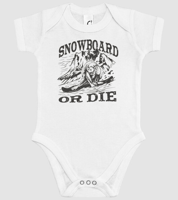 Maimuță Snowboarder model alb pe tricou