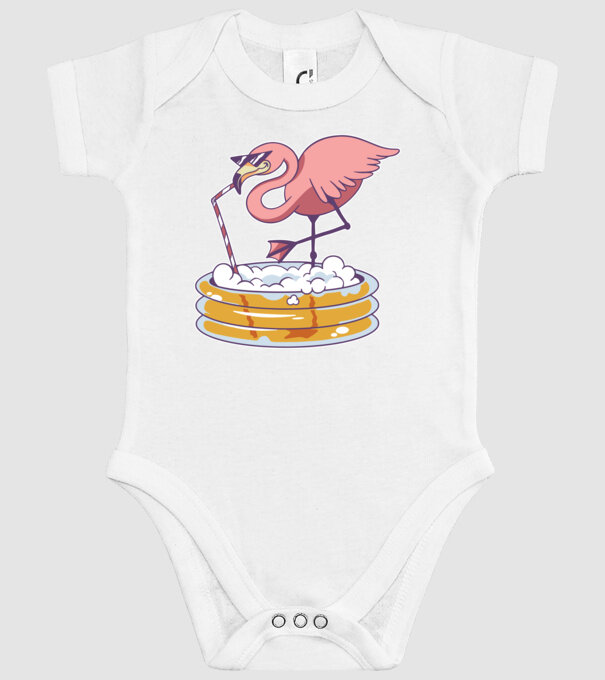 Flamingo cu bere model alb pe tricou