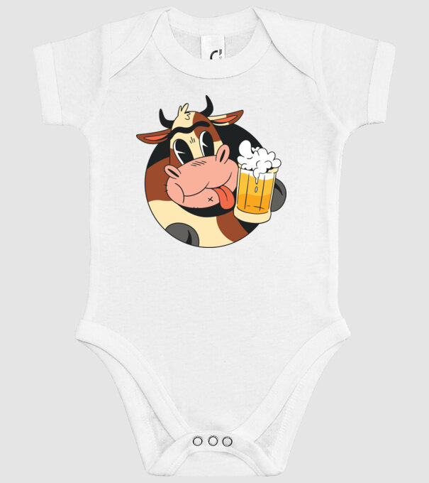 Vacă cu bere model alb pe tricou