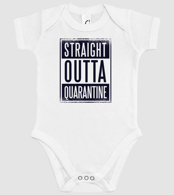 Straight outta quarantine model alb pe tricou