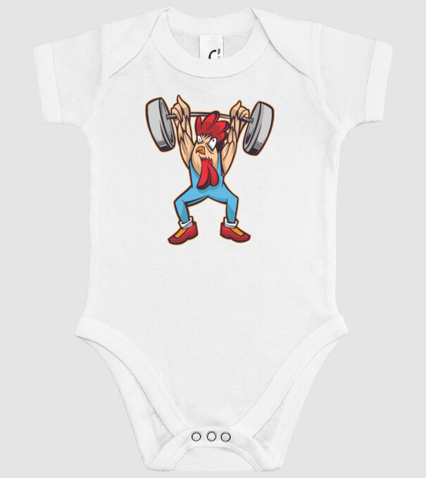 Pui Halterofil model alb pe tricou