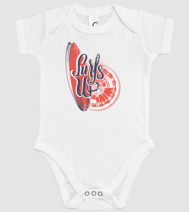 Surfs up model alb pe tricou
