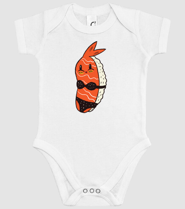 Sushi în bikini model alb pe tricou