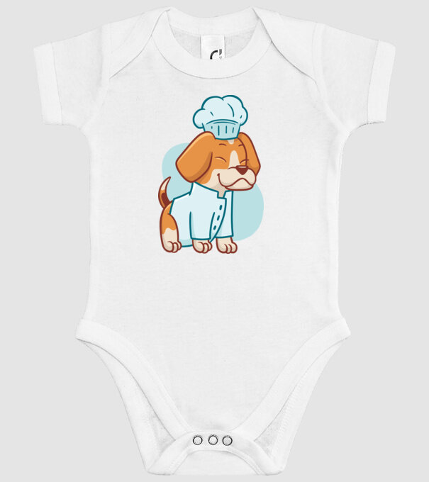 Beagle bucătar model alb pe tricou