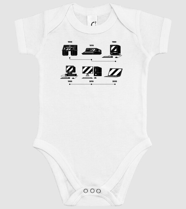 Evoluție Computer model alb pe tricou