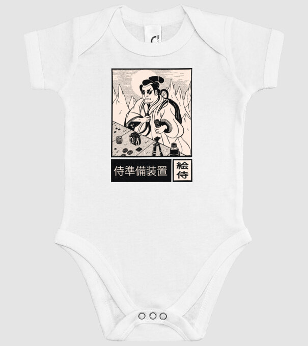 Samurai model alb pe tricou