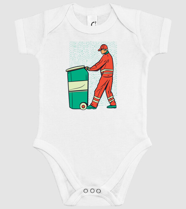 Gunoier model alb pe tricou