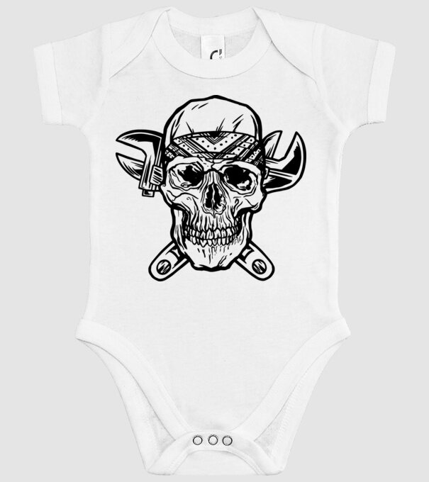 Craniu Instalator model alb pe tricou