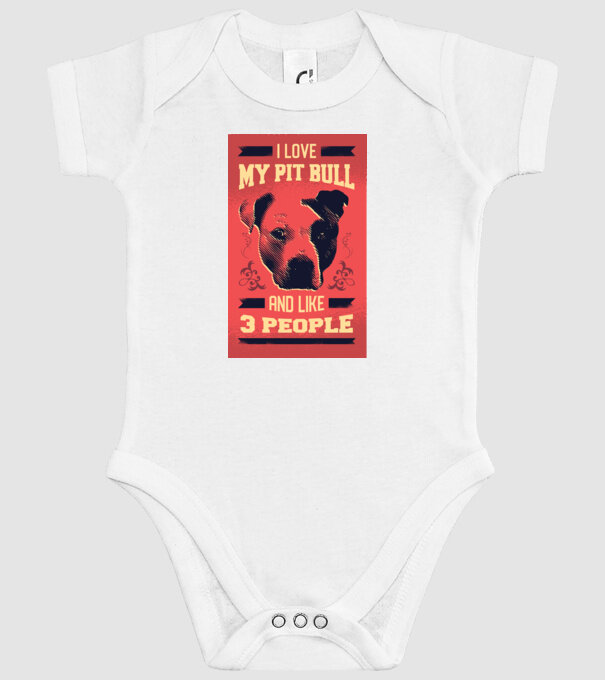 Îmi iubesc Pitbull-ul meu și încă 3 persoane model alb pe tricou