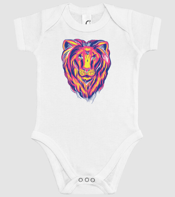 Leu colorat model alb pe tricou