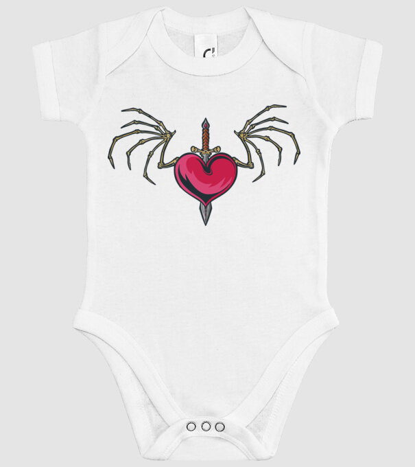 Inimă cu sabie model alb pe tricou