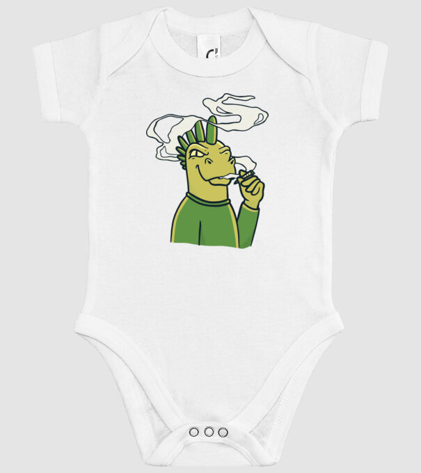 Dinozaur fumător model alb pe tricou