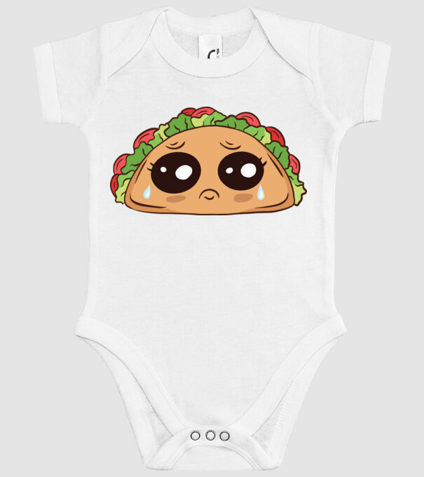 Taco trist model alb pe tricou