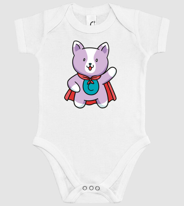 Pisică Supererou model alb pe tricou