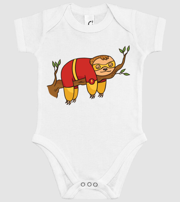 Leneș supererou model alb pe tricou