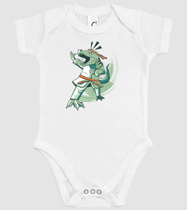 T-rex Karate model alb pe tricou