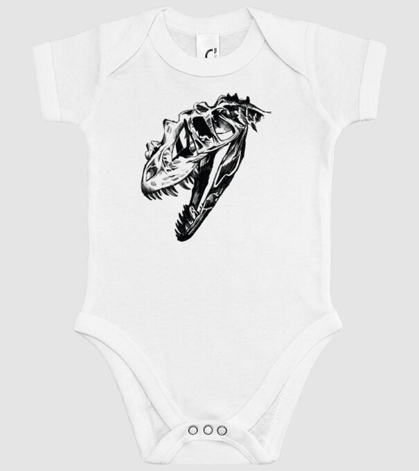 Craniu T-rex model alb pe tricou