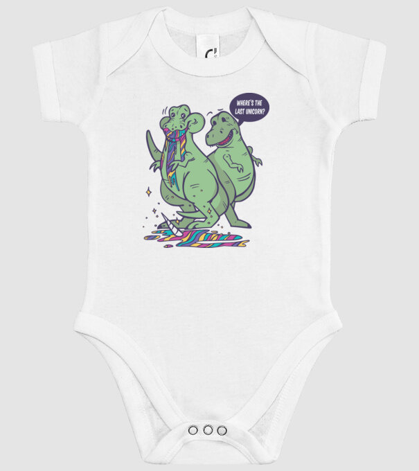 T-rex a mâncat unicornul model alb pe tricou