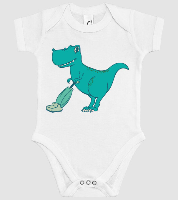 T-rex făcând curățenie model alb pe tricou