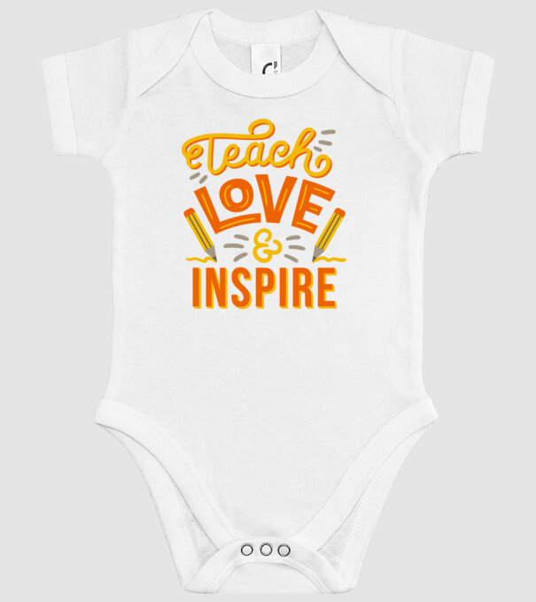 Teach Love Inspire pentru profesori model alb pe tricou