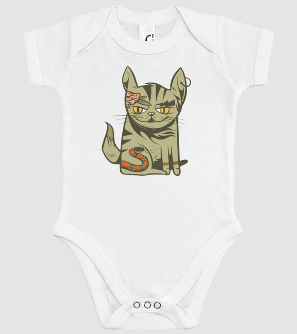 Pisoi tatuat model alb pe tricou