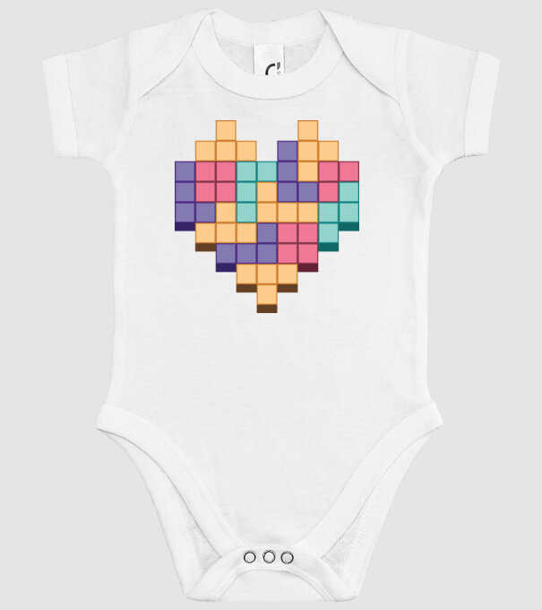 Inimă Tetris model alb pe tricou