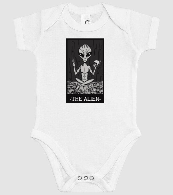 Extraterestru - Carte de tarot model alb pe tricou