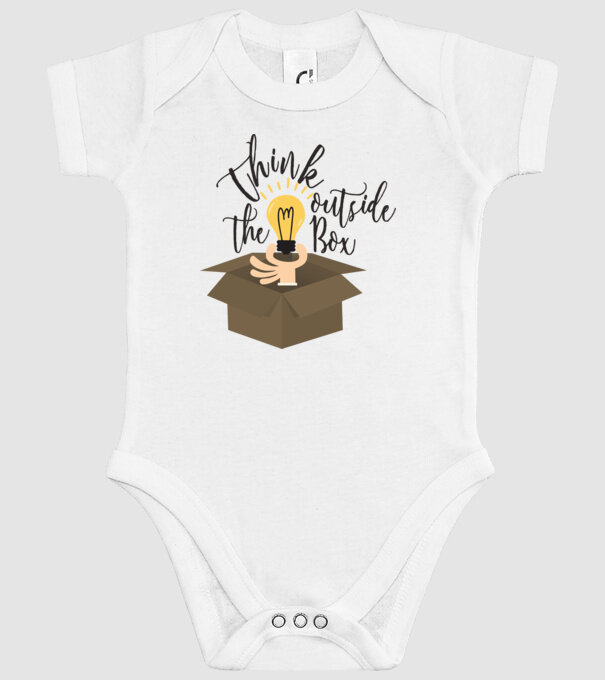 Think outside of the box model alb pe tricou