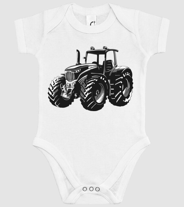 Tractor model alb pe tricou