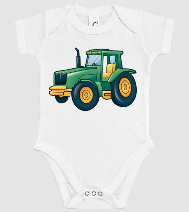 Desen Tractor model alb pe tricou