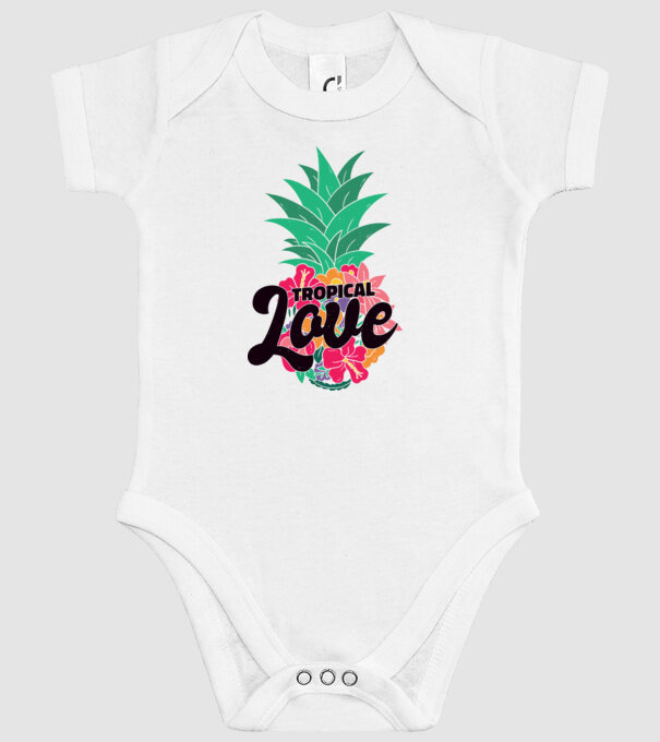 Ananas Tropical Love model alb pe tricou