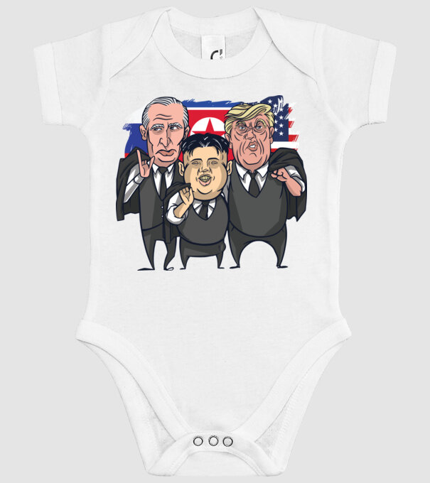Trump, Putin, Kim - trei prieteni buni model alb pe tricou
