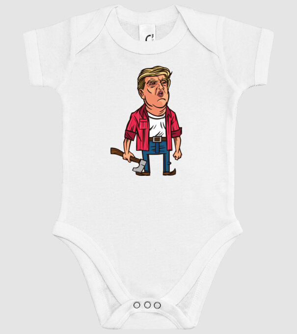 Trump tăietor de lemne model alb pe tricou