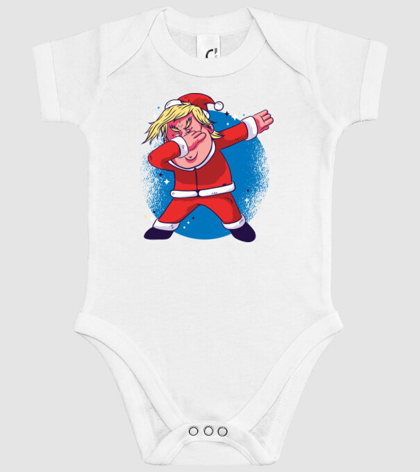 Trump Moș Crăciun dans DAB model alb pe tricou